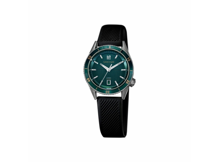Montre March LA.B BONZER AUTOMATIQUE 41 MM - DOUBLE GREEN - Silicone Noir