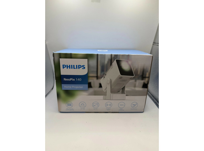 Philips, Neopix 140, Vidéoprojecteur Home cinéma, Résolution 1280x720p, Rotatif à 180 degrés, Mode Miroir, Wi-FI 6, Son Stéréo 2x3 Watts, Blanc