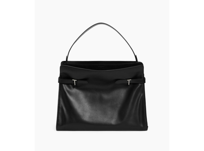 Sac porté épaule modèle maxi Emie en cuir lisse et refente de velours