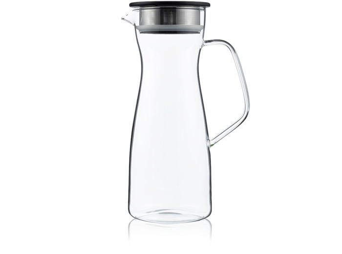 T.TOTEM Carafe à thé glacé 1,1L en verre avec filtre et couvercle noir