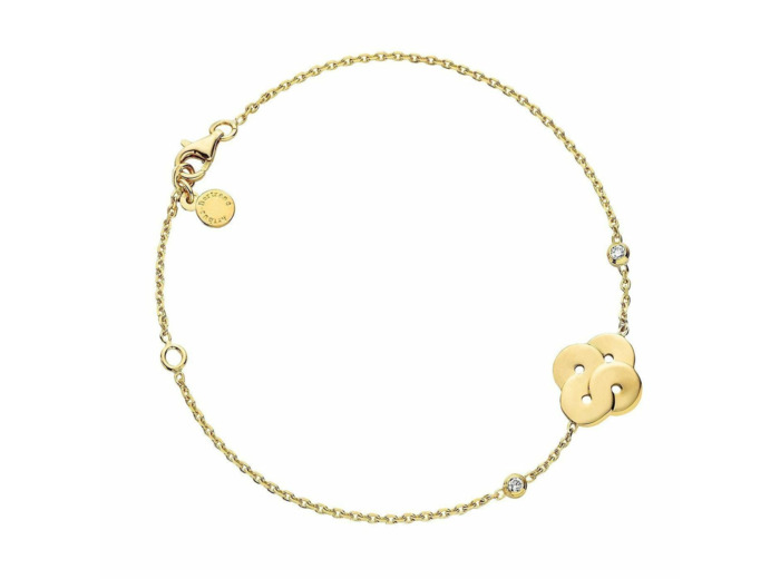 Bracelet Arthus Bertrand Enlacé motif 13 mm + 2 diamants sertis clos H-SI 0,08 ct sur or jaune