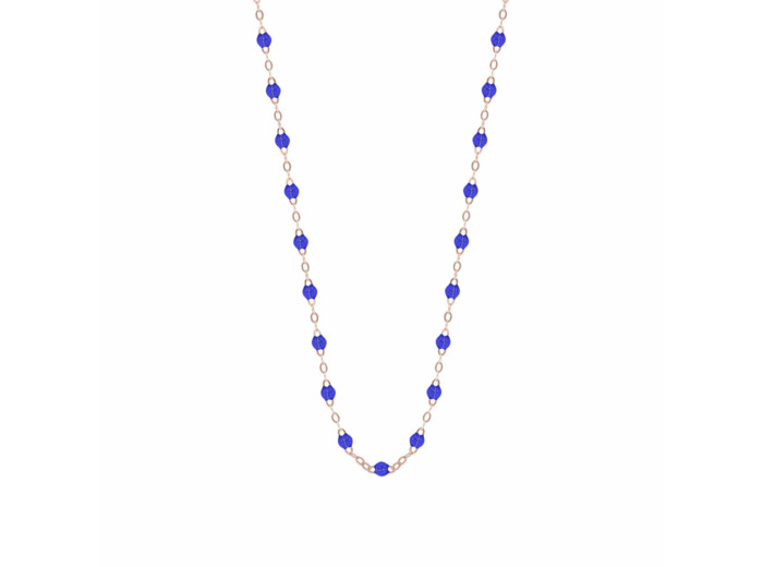 Collier Gigi Clozeau Classique en or rose et résine bleu de prusse, 42cm