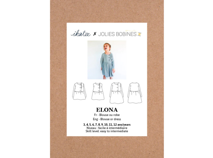 Ikatee – Patron Enfant Blouse ou Robe "Elona" de 3 à 12 ans