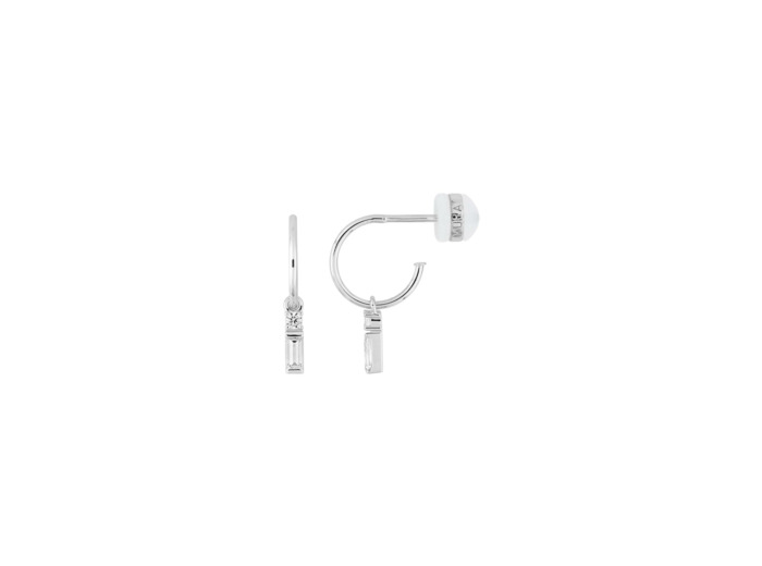 Boucles d'oreilles pendantes Murat Façades en argent rhodié et oxyde de zirconium