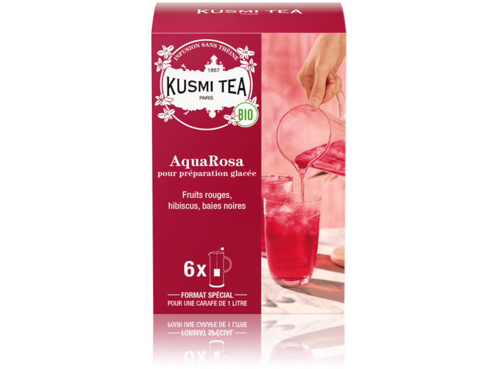 Infusions & Déthéinés AquaRosa Bio - Etui carton 6 grands sachets pour thé glacé - 48 gr