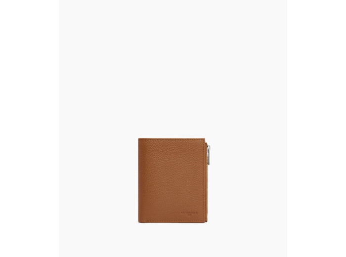 Portefeuille moyen modèle zippé Charles en cuir grainé