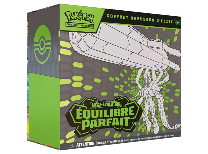 Coffret Dresseur d’élite Pokémon ETB Méga-Évolution Équilibre Parfait (1 Carte Promo entièrement illustrée, 9 boosters et des Accessoires de Jeu Premium) du JCC Pokémon