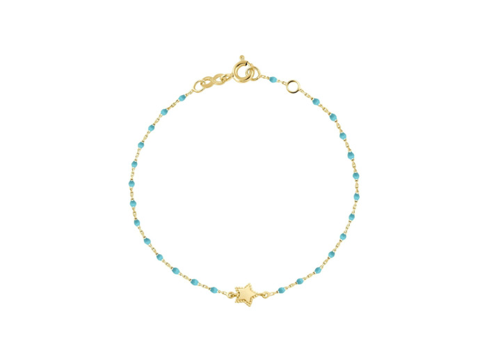 Bracelet Gigi Clozeau Etoile en or jaune et résine turquoise bleu, taille 17cm