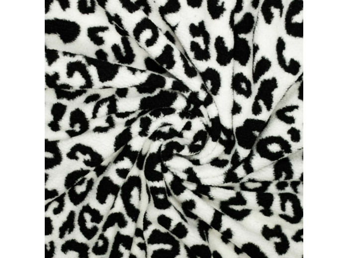 Sélection Coup de Coudre - Tissu Maille Sherpa à Motif Léopard Noir Et Blanc
