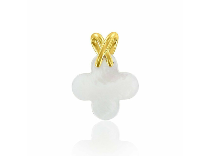 Pendentif Arthus Bertrand Croix arrondie nacre 16 mm or jaune