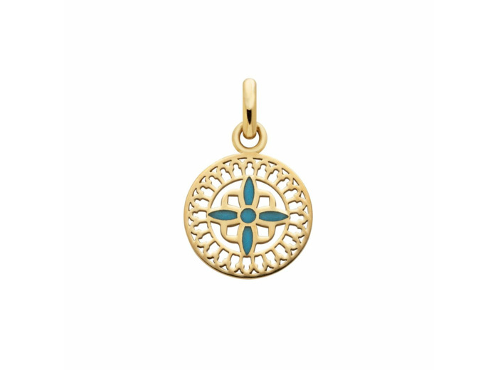 Médaille Arthus Bertrand Mont Saint Michel croix 12 mm émail bleu translucide or jaune