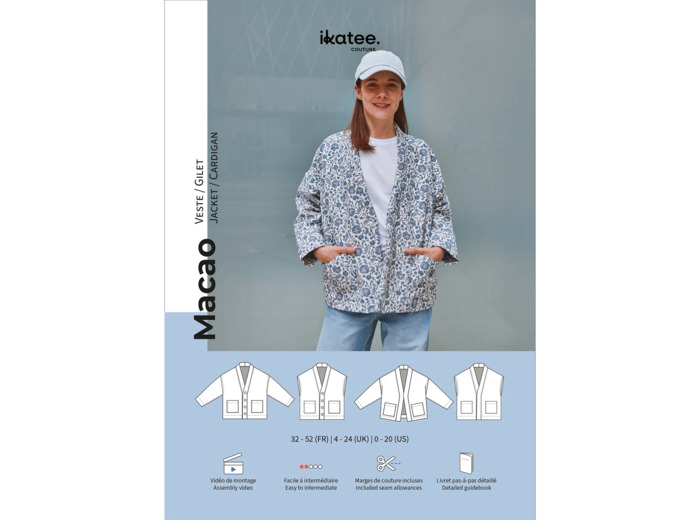Ikatee – Patron Femme Veste "Macao" du 32 au 52