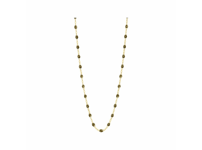 Collier Gigi Clozeau Classique en or jaune et résine kaki, 42cm