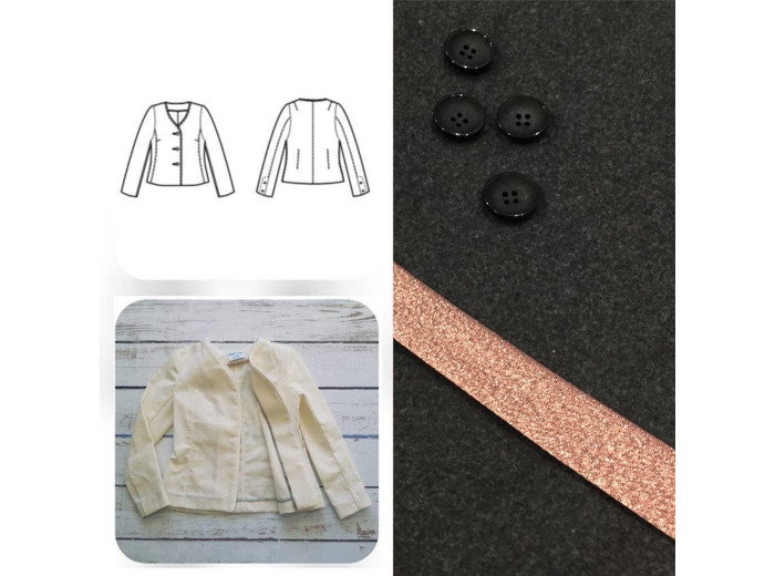 Christine Charles – Kit Couture Veste Armélia Couleur Noir et Cuivre