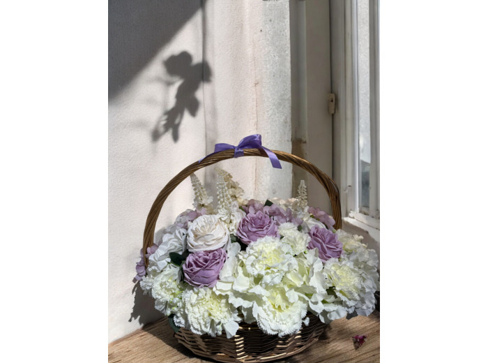 Panier fleurs artificielles M