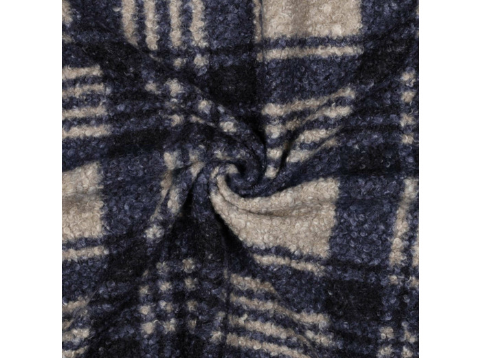 Sélection Coup de Coudre - Tissu Bouclé à Carreaux Bleu Marine