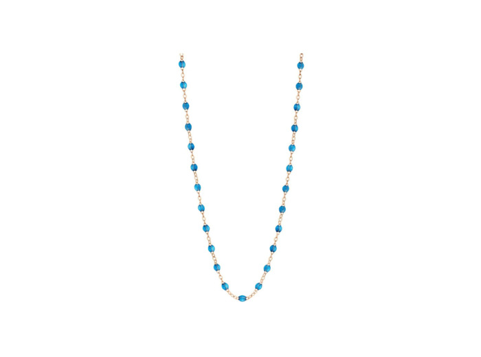 Collier Gigi Clozeau Classique en or rose et résine azur, taille 42cm