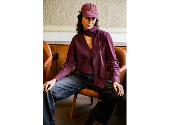 Fibre Mood - Tissu Popeline de Coton Touché Papier "Zizou" Uni Couleur Bordeaux