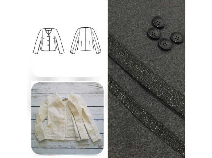 Christine Charles – Kit Couture Veste Armélia Couleur Gris et Noir