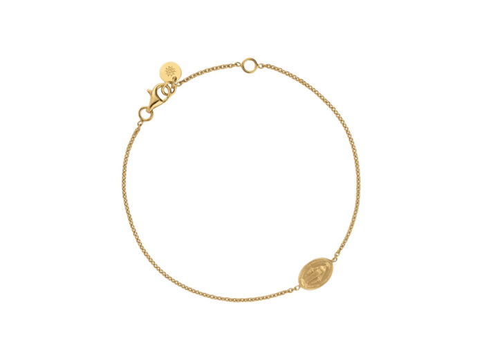 Bracelet forçat rond Arthus Bertrand médaille Vierge Miraculeuse en or jaune