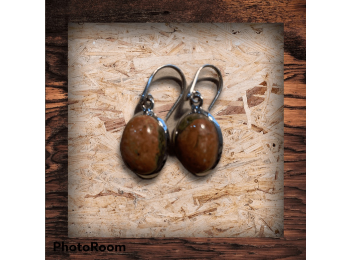 Boucles d'oreilles en Unakite