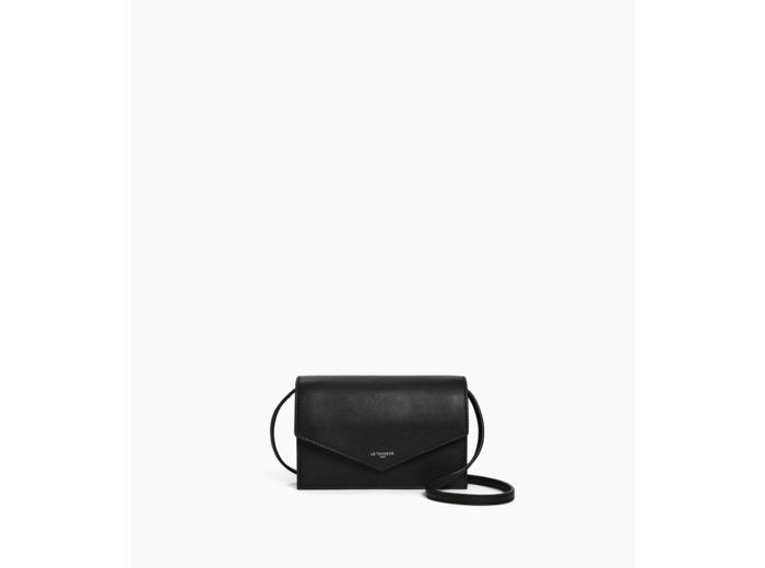 Sac pochette avec bandoulière en cuir lisse