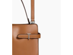 Sac porté épaule grand modèle Emie en cuir lisse et refente de velours