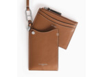 Porte-cartes ingénieux charms en cuir grainé