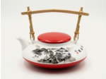 THÉIÈRE PLATE PORCELAINE ANSE BAMBOU 1L