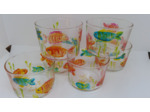 Verres à bodega motifs poissons peints main