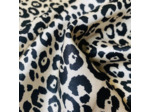 Sélection Coup de coudre - Tissu Satin de Viscose Imprimé Léopard Les Taches Noirs sur le Fond Beige Clair