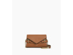 Sac pochette avec bandoulière double rabat Emilie en cuir grainé