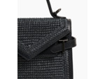 Petit sac à main double rabat Emilie effet raphia et cuir lisse