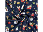 Sélection Coup de Coudre - Tissu Jersey Sweat de Coton Gratté à Motif Bonhommes de Neige sur le Fond Bleu Marine