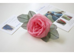 Bouton De Rose Pompadour Rose Ancien En Soie Sur Broche