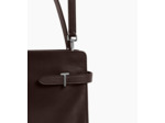 Sac porté épaule grand modèle Emie en cuir lisse et refente de velours