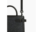 Petit sac à main Emilie effet raphia et cuir lisse