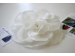 Rose Blanche En Organza De Soie Satin Sur Broche