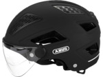 ABUS Hyban 2.0 ACE Casque de vélo de Ville Robuste avec visière, lumière et Coque Rigide en ABS pour la Vie Quotidienne pour Homme et Femme Noir (velours). M