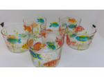 Verres à bodega motifs poissons peints main