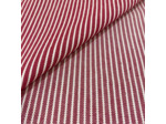 Sélection Coup de coudre – Tissu Denim de Coton Stretch Rayures Blanches sur le Fond Rouge - coupon 2 m