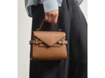 Petit sac à main double rabat Emilie en cuir grainé