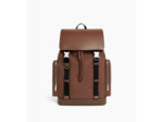 Sac à dos à rabat Maurice en toile coton et cuir lisse