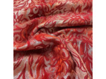 Sélection Coup de Coudre - Tissu Brocart Rouge et Argenté en Laine Mélangé à Motif Grosses Fleurs Tapisseries