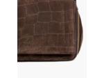 Petit sac bandoulière Aurore en cuir refente de velours embossé crocodile