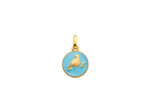 Médaille Arthus Bertrand Ma Mini Médaille Colombe en or jaune et laque bleu ciel, 10 mm