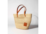 Grand sac cabas le Nattier en cuir lisse semi-végétal et raphia