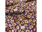 Sélection Coup de coudre - Tissu Popeline de Viscose Imprimé Fleuri sur le Fond Prune