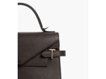 Sac à main double rabat moyen modèle Emilie en cuir grainé