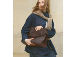 Sac porté épaule modèle maxi Emie en cuir lisse et nubuck